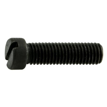 #6-48 X 1/2 In Slotted Fillister Machine Screw, Black Oxide Steel, 10 PK